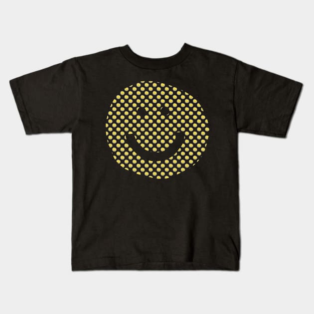 Smiley Face Pattern Illuminating Yellow Kids T-Shirt by ellenhenryart